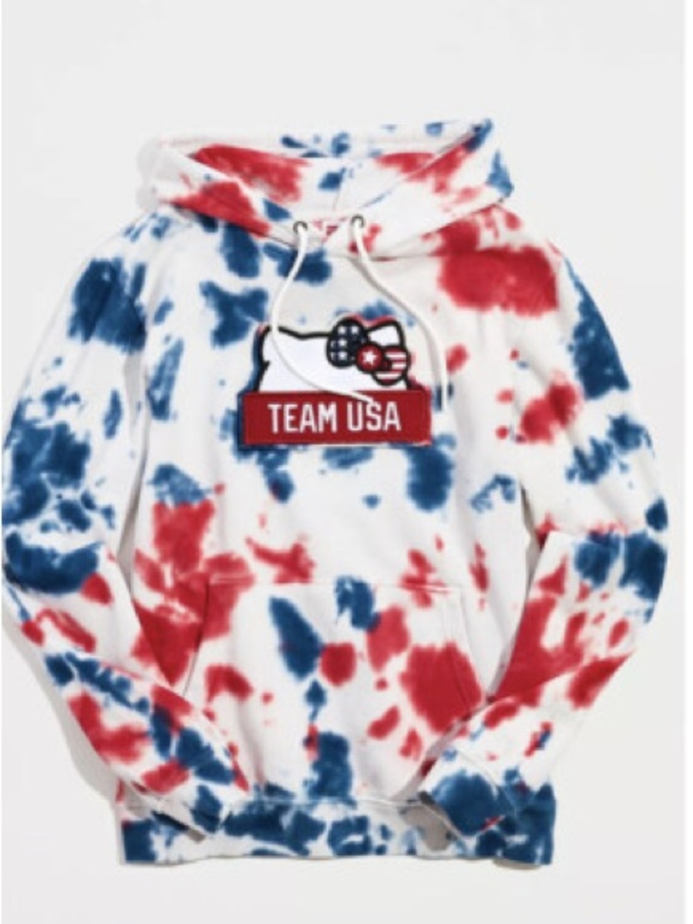 Unisex Hello KittyTeam USA Tie-Dye Hooded Sweatshirt - Red & Blue Size S